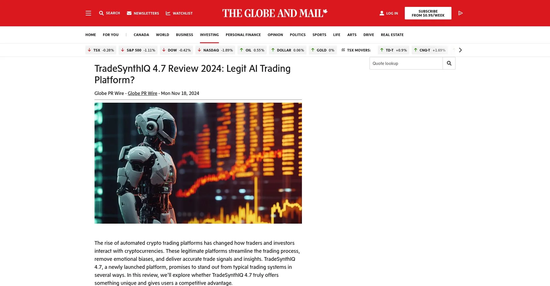¿Qué es TradeSynthIQ: Opiniones, ¿es una estafa o es seguro y fiable?