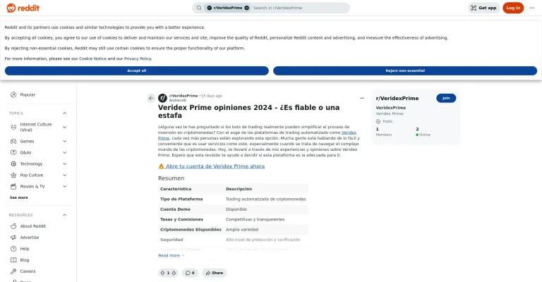 ¿Qué es Veridex Prime: Opiniones, ¿es una estafa o es seguro y fiable?