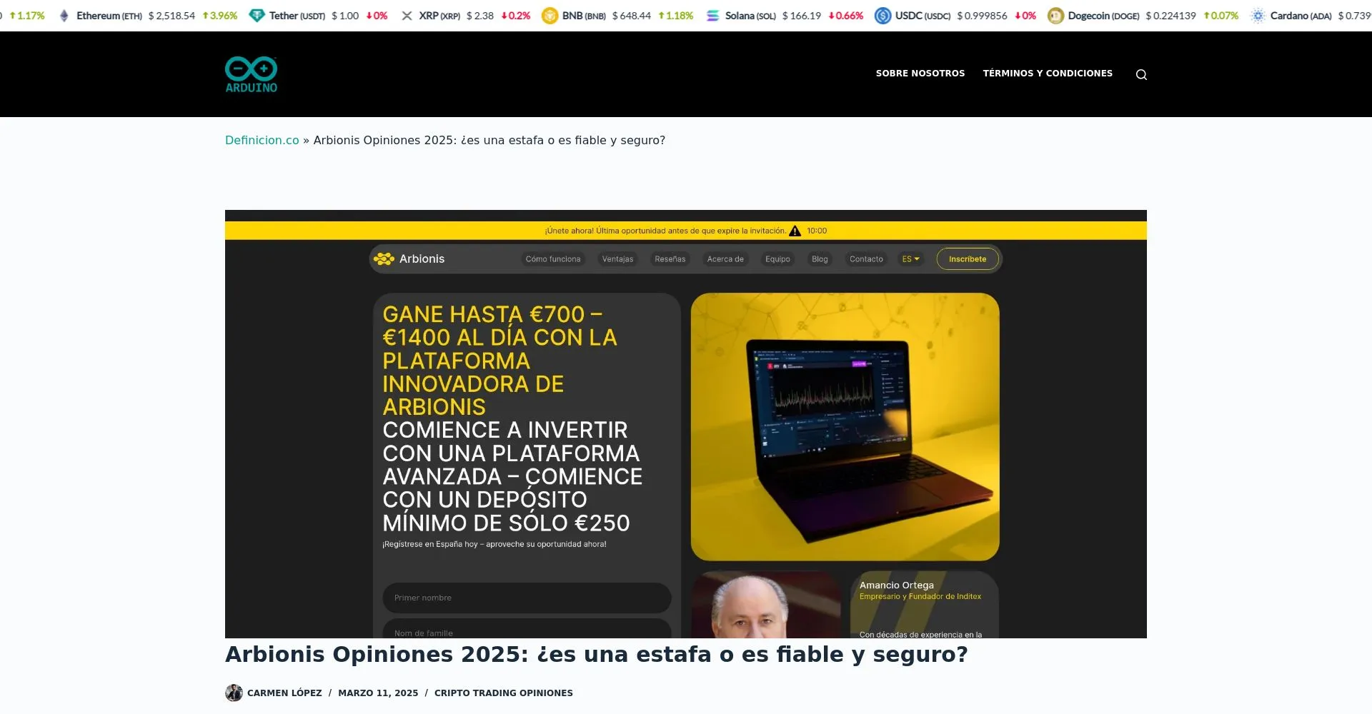 ¿Qué es Arbionis 2025: Opiniones, ¿es una estafa o es seguro y fiable?